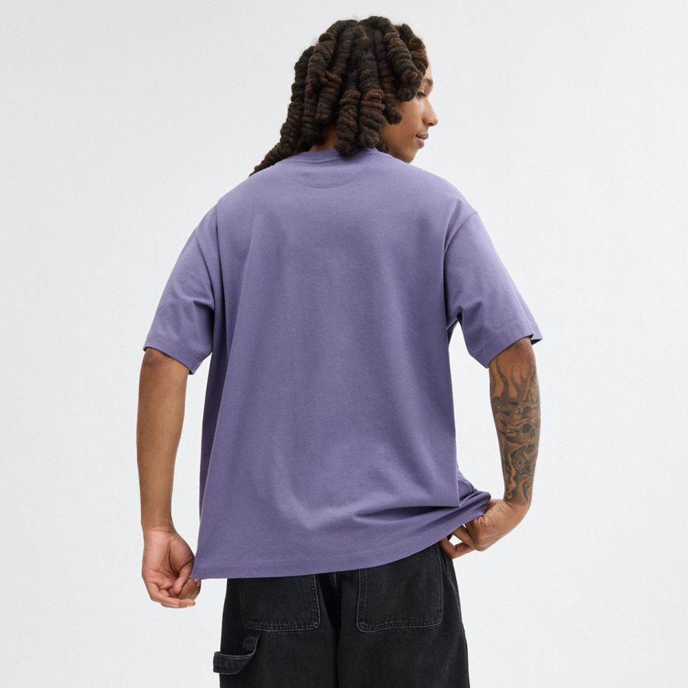 Purple Coach Rexy T Shirt In Organic Cotton Men Tops & Bottoms | 901DVXAOI