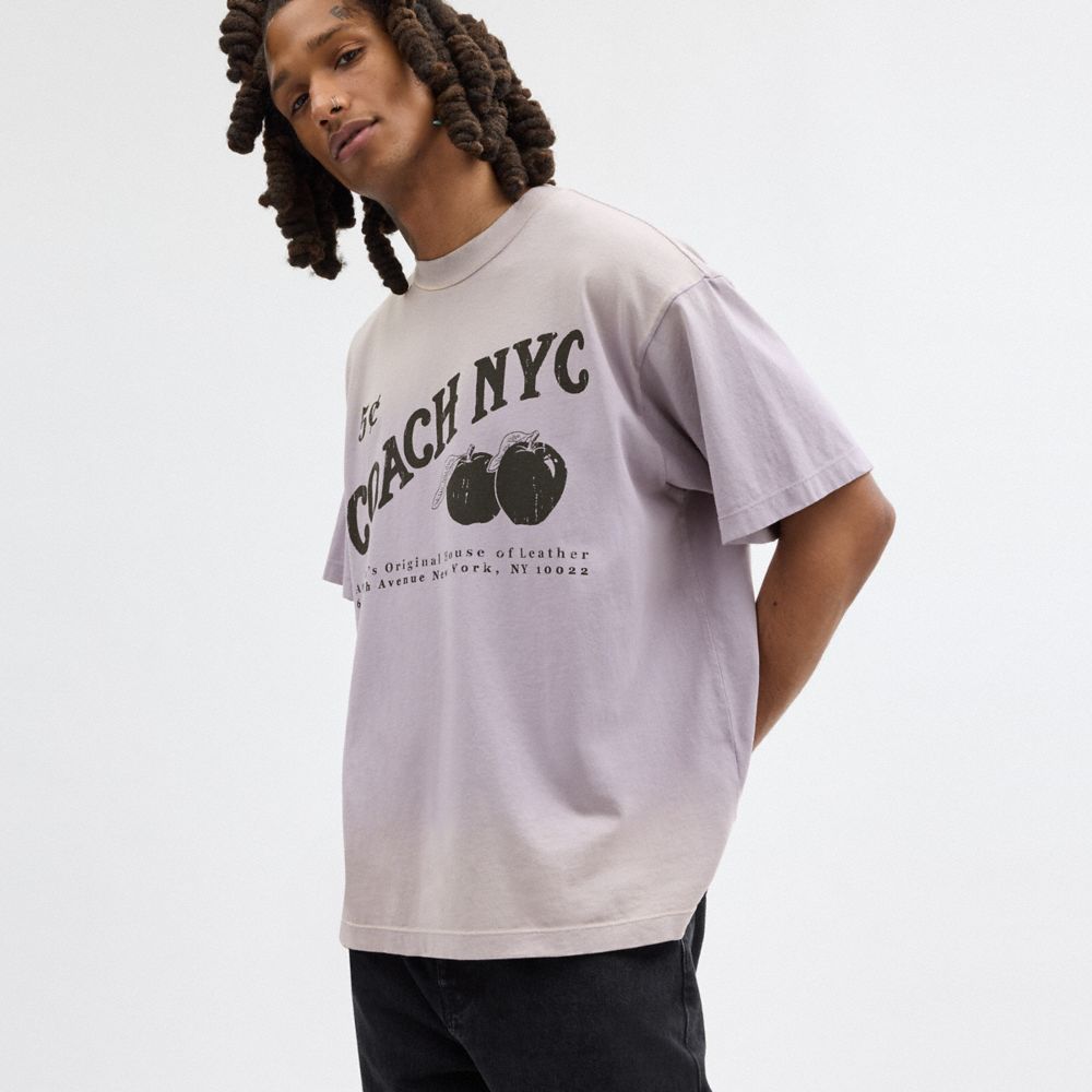 Purple Coach Signature Apple T Shirt Men Tops & Bottoms | 541MKLPEF