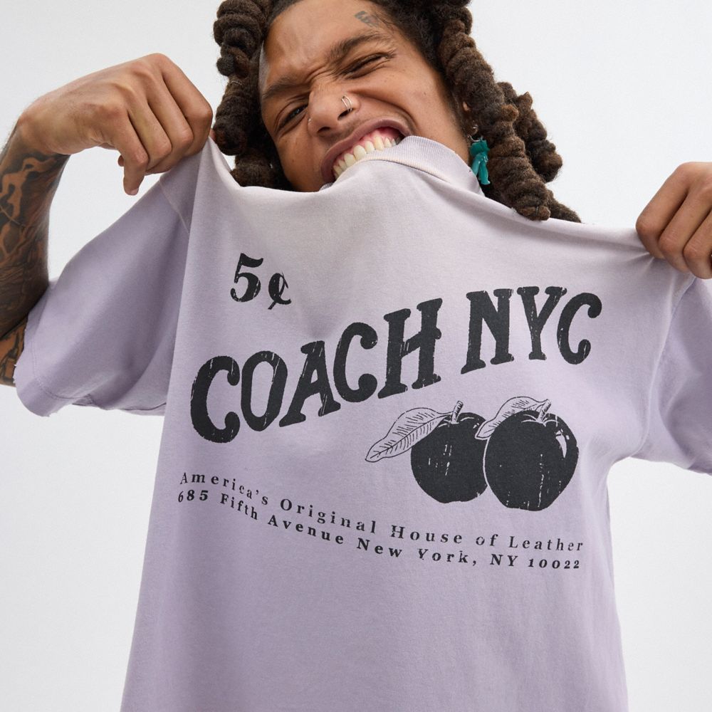 Purple Coach Signature Apple T Shirt Men Tops & Bottoms | 541MKLPEF