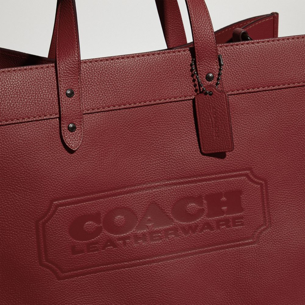 Red Coach Field Tote Bag 40 With Coach Badge Men Totes & Duffles | 504CSIKAE