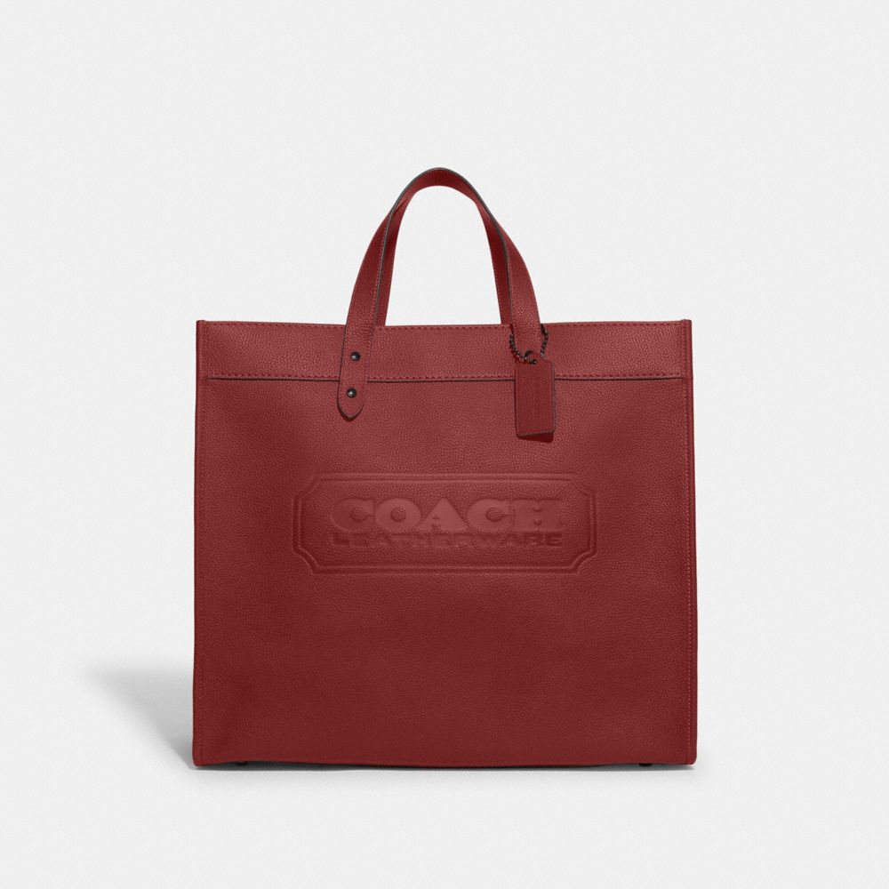 Red Coach Field Tote Bag 40 With Coach Badge Men Totes & Duffles | 504CSIKAE