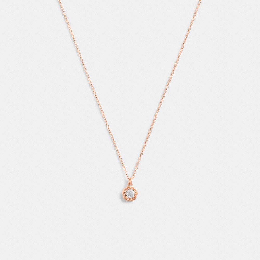 Rose Gold Coach Halo Tea Rose Pendant Necklace Women Jewelry | 679PZSIOK