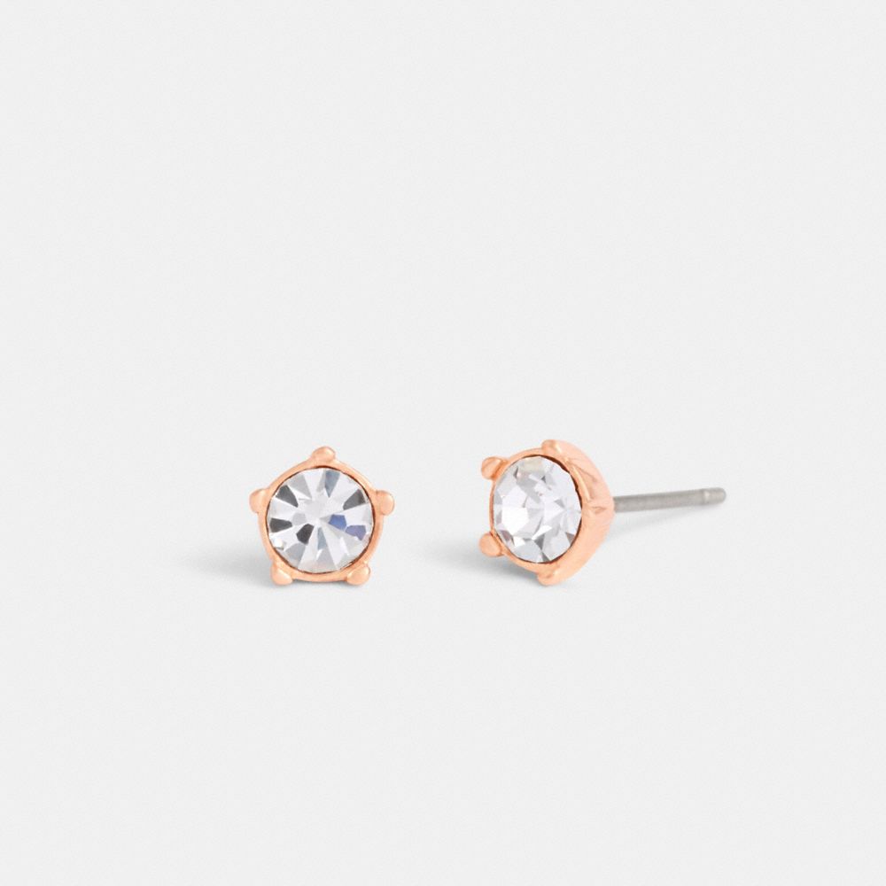 Rose Gold Coach Halo Tea Rose Stud Earrings Women Jewelry | 514JYVBMZ