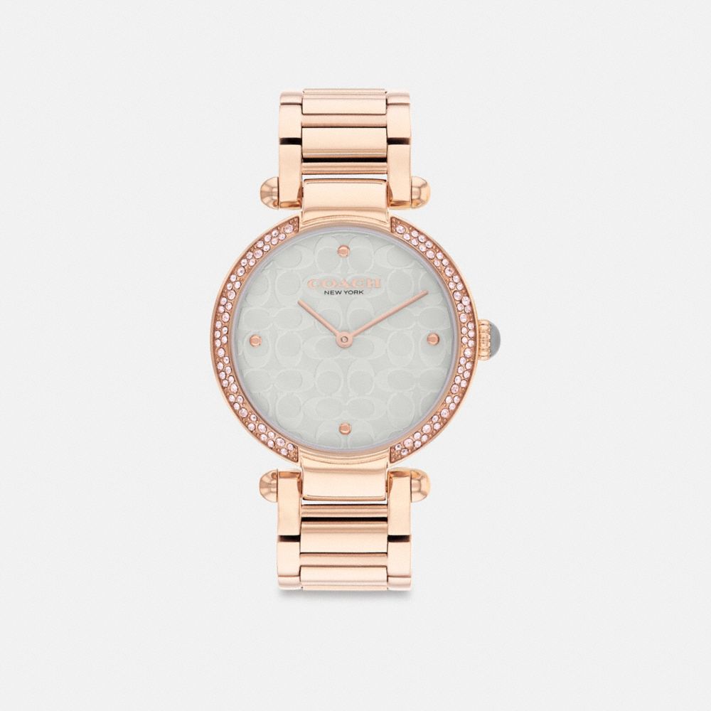 Rose Gold / Light Blue Coach Cary Watch, 34 Mm Women Watches | 307AZSXVC