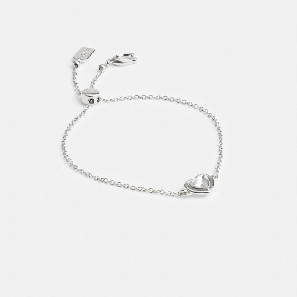 Silver Coach Halo Heart Slider Bracelet Women Jewelry | 037PDBSJT