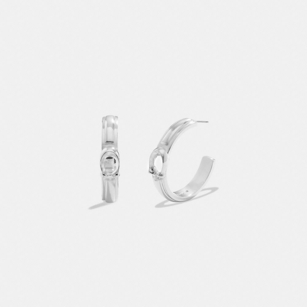 Silver Coach Tabby Hoop Earrings Women Jewelry | 752FALJNB