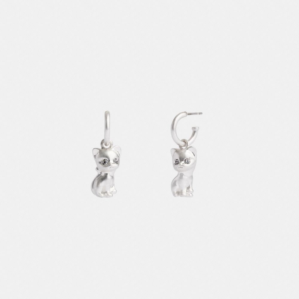 Silver Coach The Lil Nas X Drop Cat Huggie Earrings Women Jewelry | 307ERXQZC