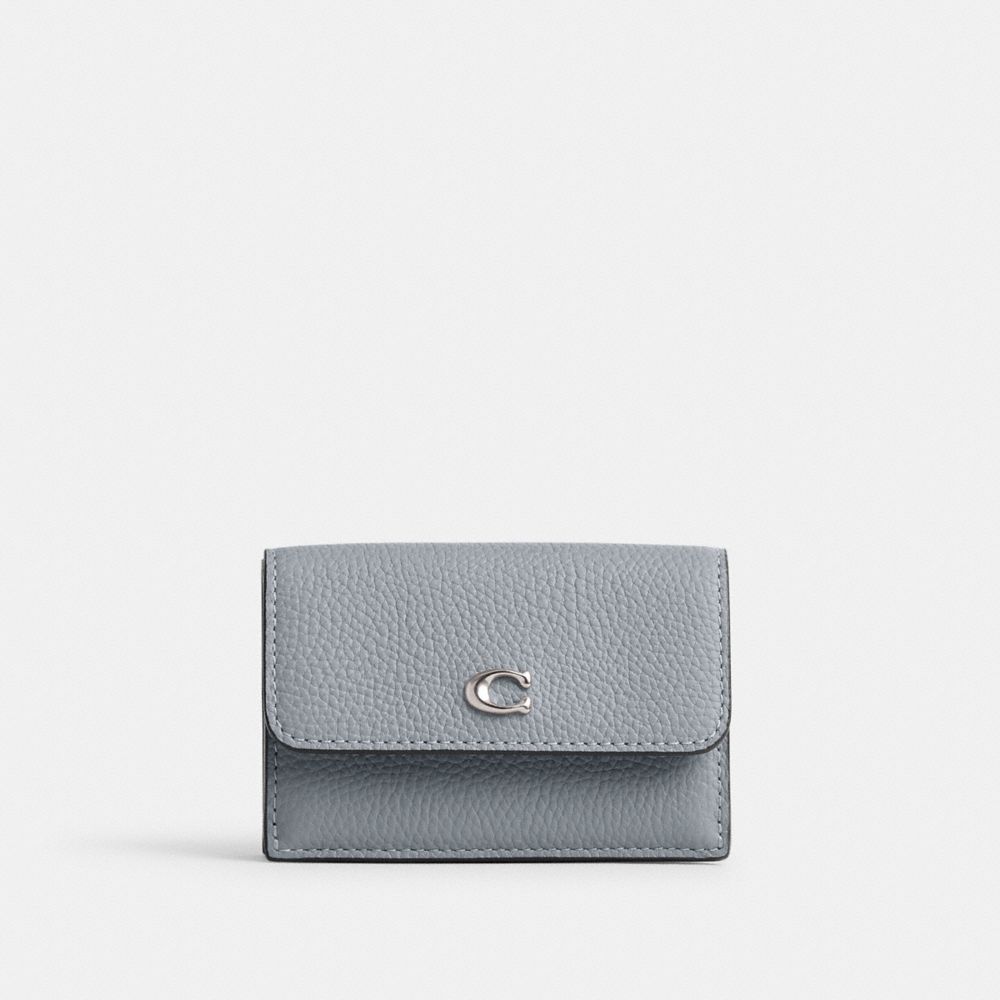 Silver / Grey Blue Coach Essential Mini Trifold Wallet Women Small Wallets | 901IKPODZ