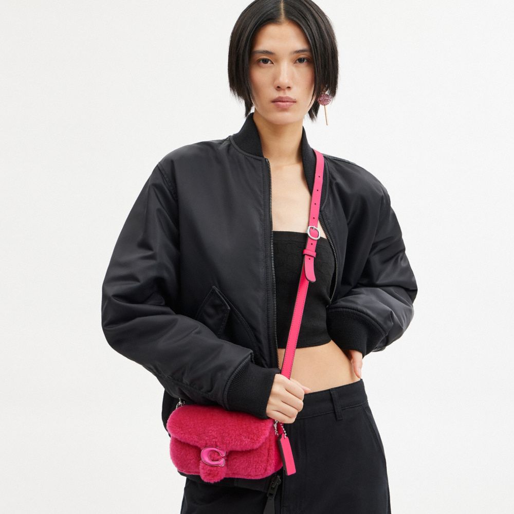 Silver / Light Fuchsia Coach The Lil Nas X Drop Tabby Shoulder Bag 18 In Shearling Women Shoulder Bags & Hobos | 879VHXLEQ