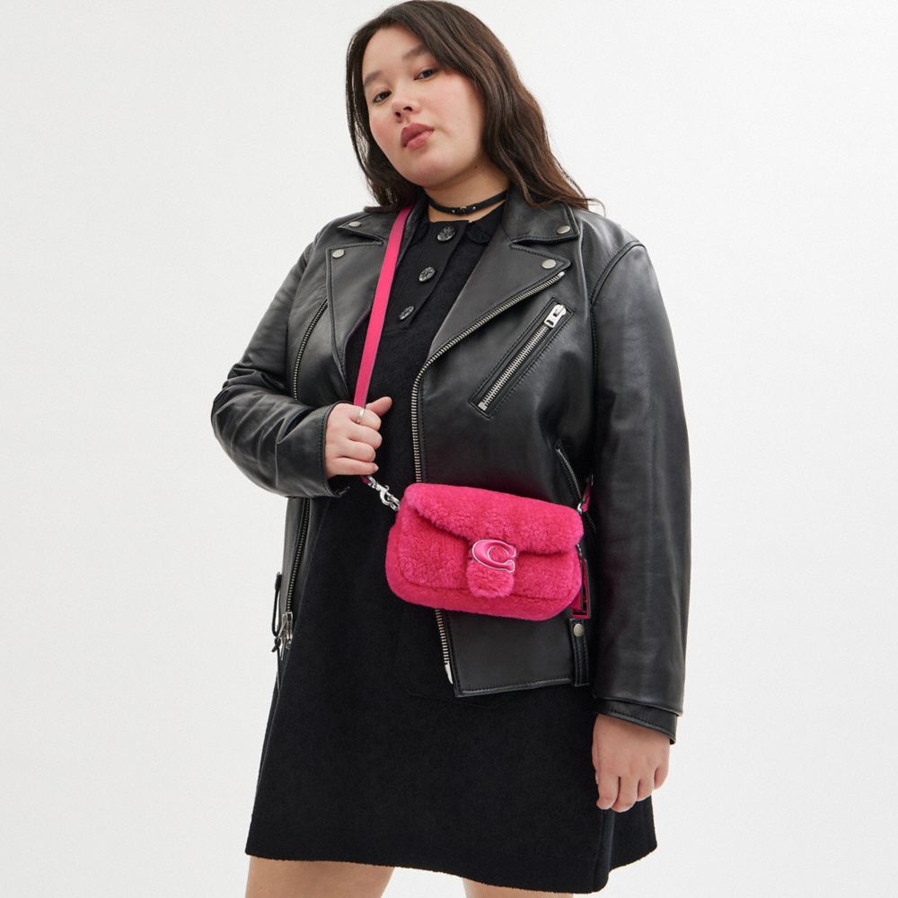 Silver / Light Fuchsia Coach The Lil Nas X Drop Tabby Shoulder Bag 18 In Shearling Women Shoulder Bags & Hobos | 879VHXLEQ