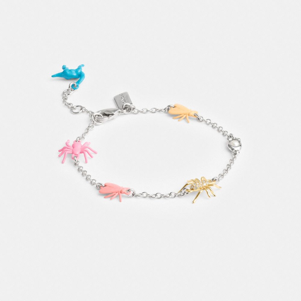 Silver / Multicolor Coach Bug Charm Bracelet Women Jewelry | 486MZHPTA