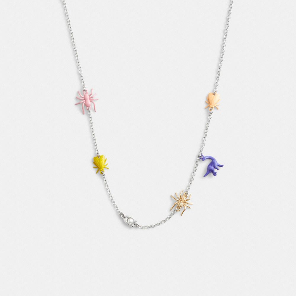 Silver / Multicolor Coach Bug Charm Necklace Women Jewelry | 038EQXKIR