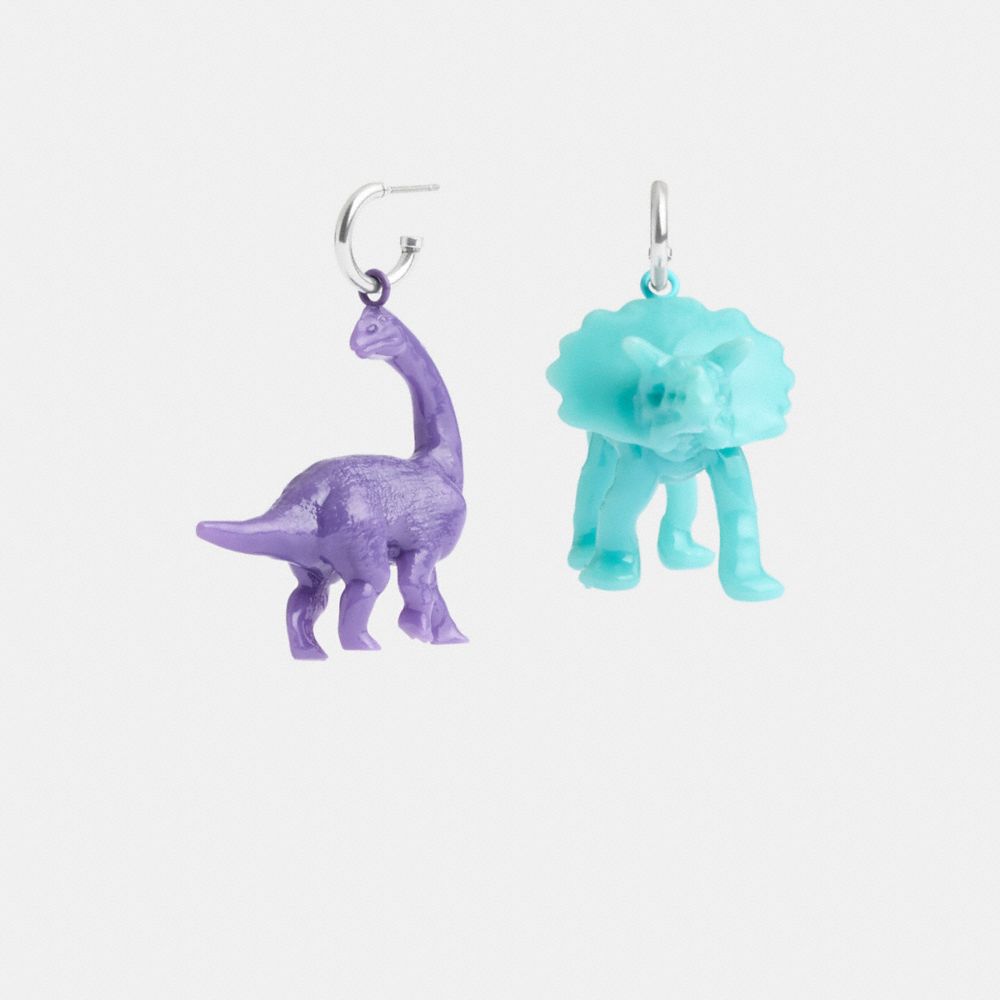 Silver / Multicolor Coach Dinosaur Mismatch Earrings Women Jewelry | 241SNWAUD