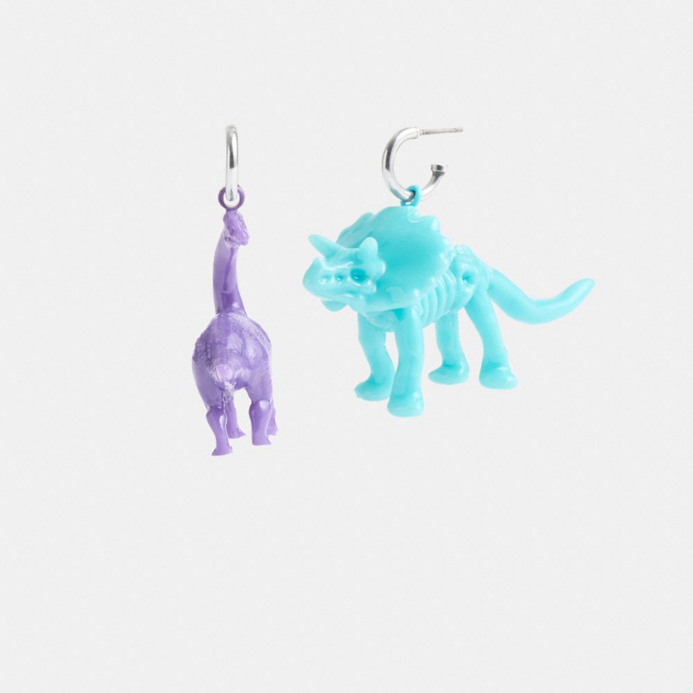 Silver / Multicolor Coach Dinosaur Mismatch Earrings Women Jewelry | 241SNWAUD