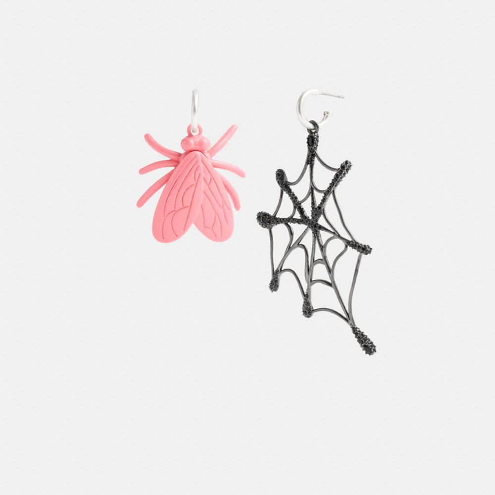 Silver / Multicolor Coach Fly Web Mismatch Earrings Women Jewelry | 465NOARWS