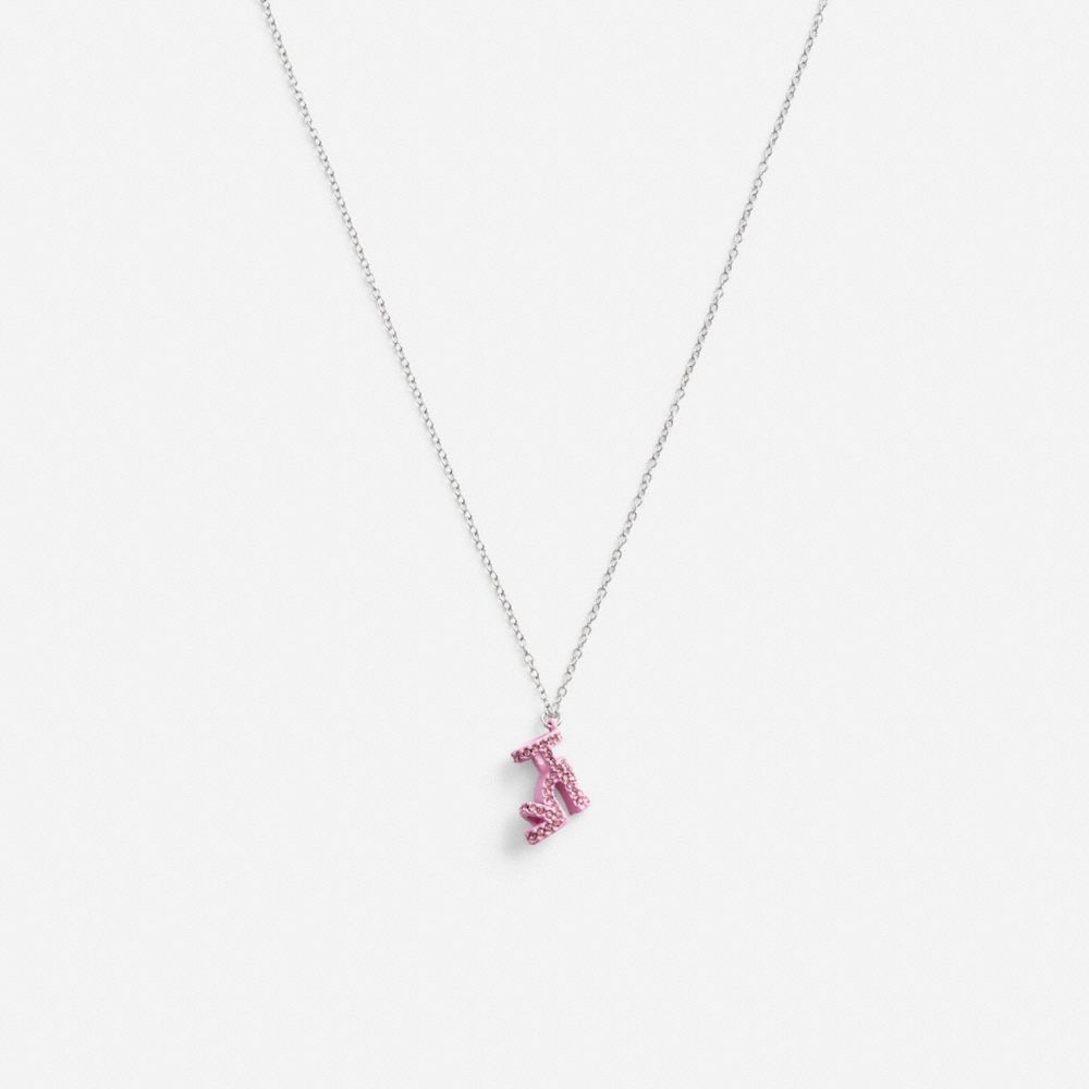 Silver / Pink Coach Stiletto Pendant Necklace Women Jewelry | 943OAYMNE