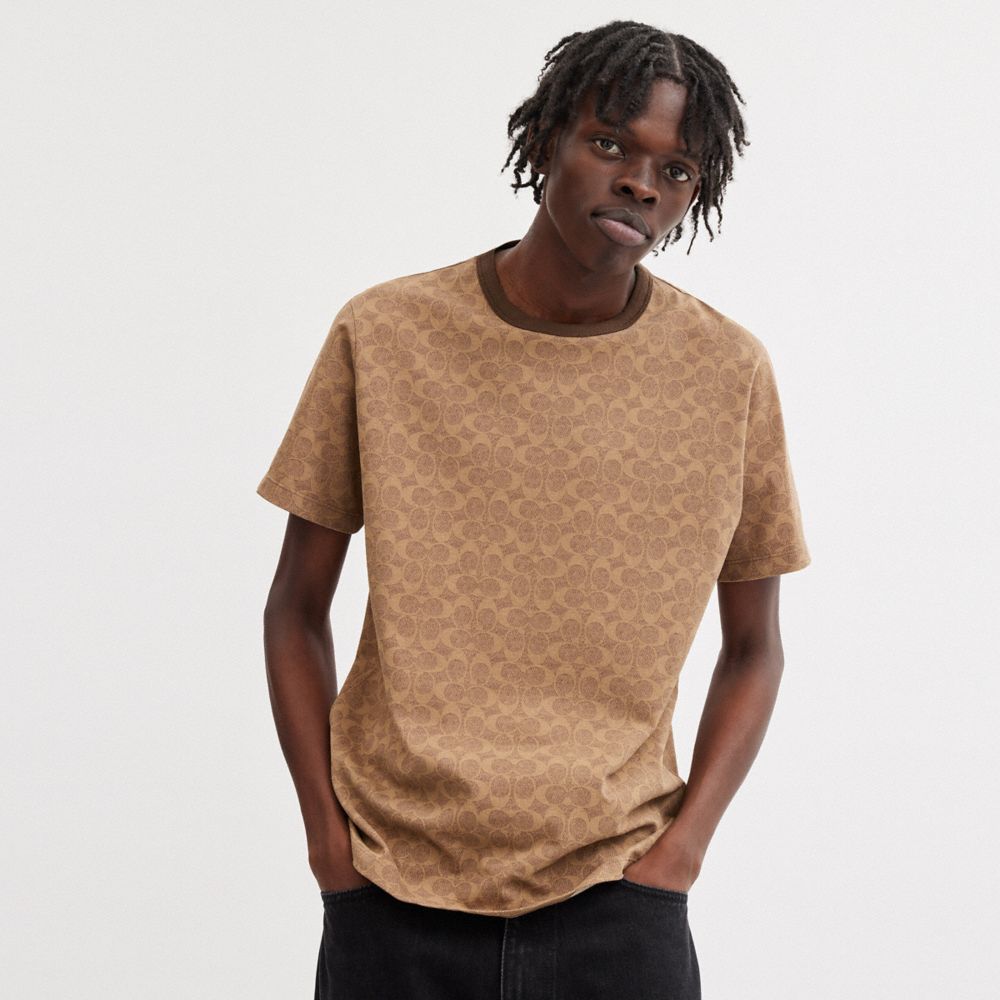 Tan Signature Coach Signature T Shirt Men Tops & Bottoms | 243HAWJPX