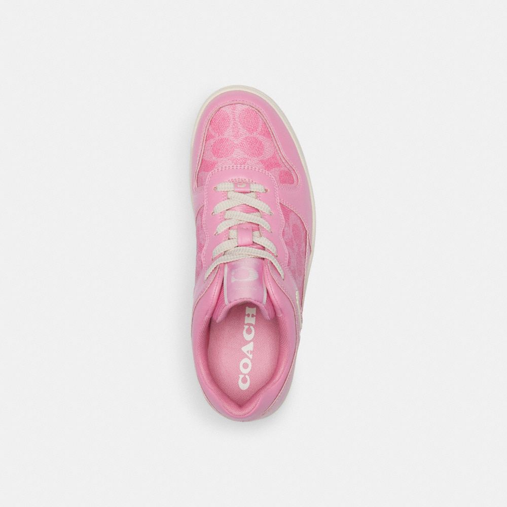 Vivid Pink Coach C201 Low Top In Signature Canvas Women Sneakers | 483PTHGYM