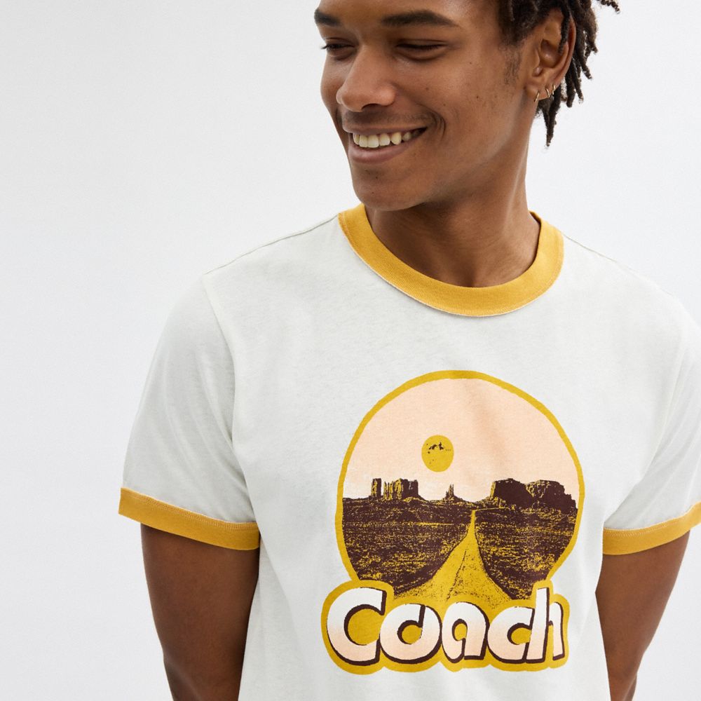 White Coach Roadside Ringer T Shirt Men Tops & Bottoms | 017ONPYTZ