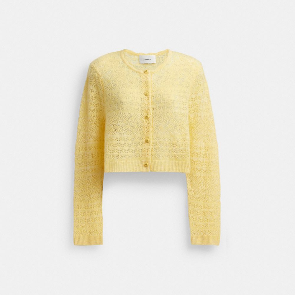 Yellow Coach Lace Knit Cardigan Women Tops | 781VSLQAW