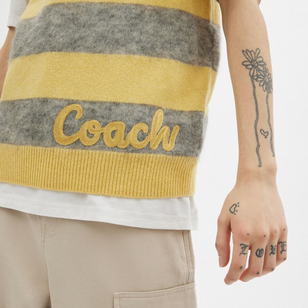 Yellow Multi Coach Sweater Vest Men Tops & Bottoms | 305YADLRI