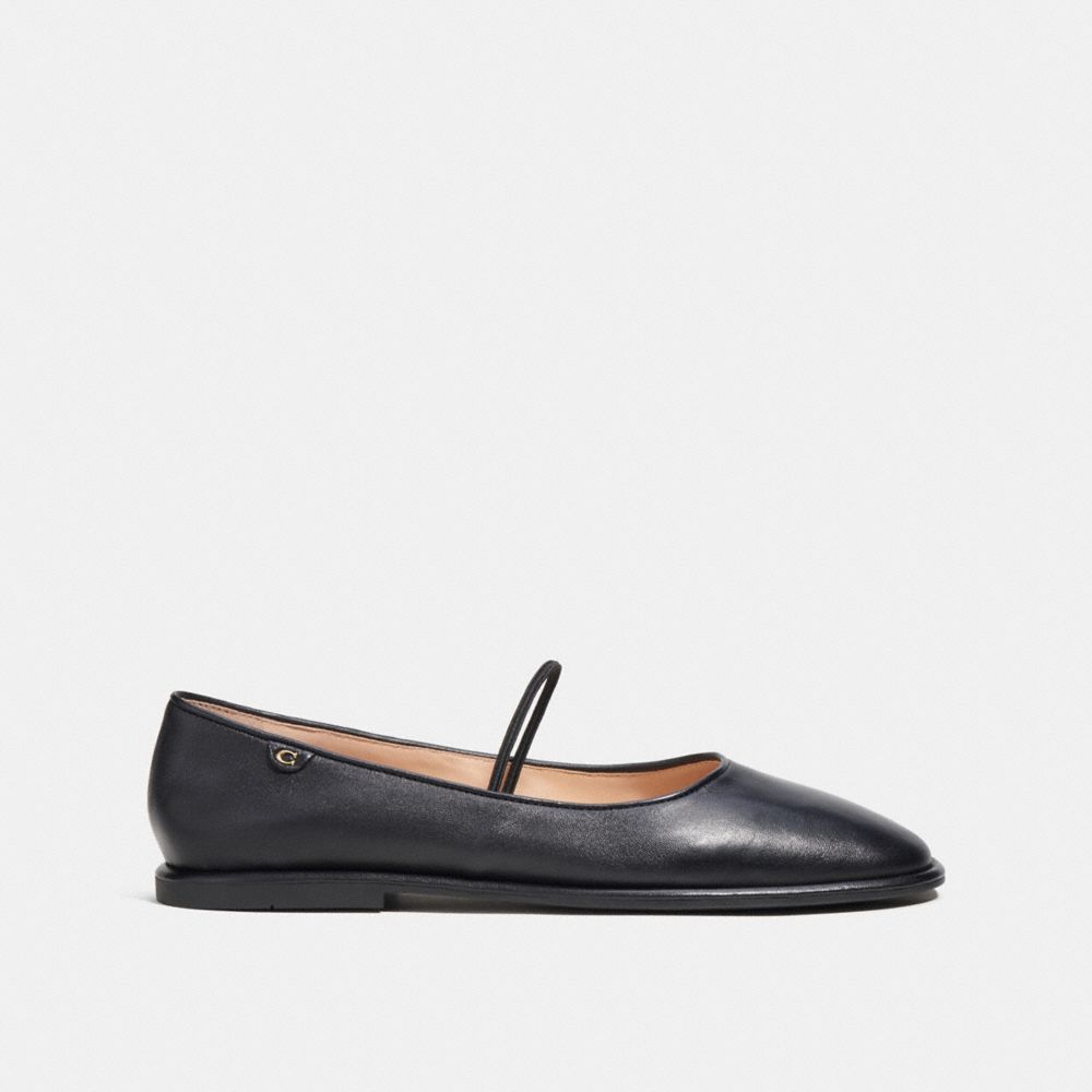 leather/Black Coach Emilia Mary Jane Women Flats & Loafers | 327EVIHZM