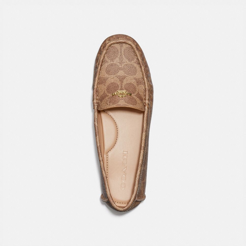 signature coated canvas/leather/Tan Coach Marley Driver Women Flats & Loafers | 749NQSTUJ